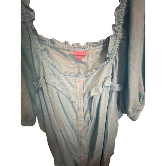 STONEY CLOVER LANE x TARGET BLUE LINEN RUFFLE DRESS SIZE 3X - Picture 5 of 7